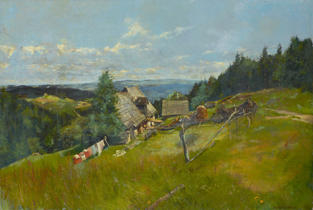 Öl auf Leinwand auf Karton - Blick ins Hirschberger Tal - Riesengebirge